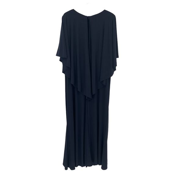 MAC DUGGAL Dress Size 20 Evening Gown Navy Jersey NWOT Cape Sleeve Flattering - Picture 5 of 6